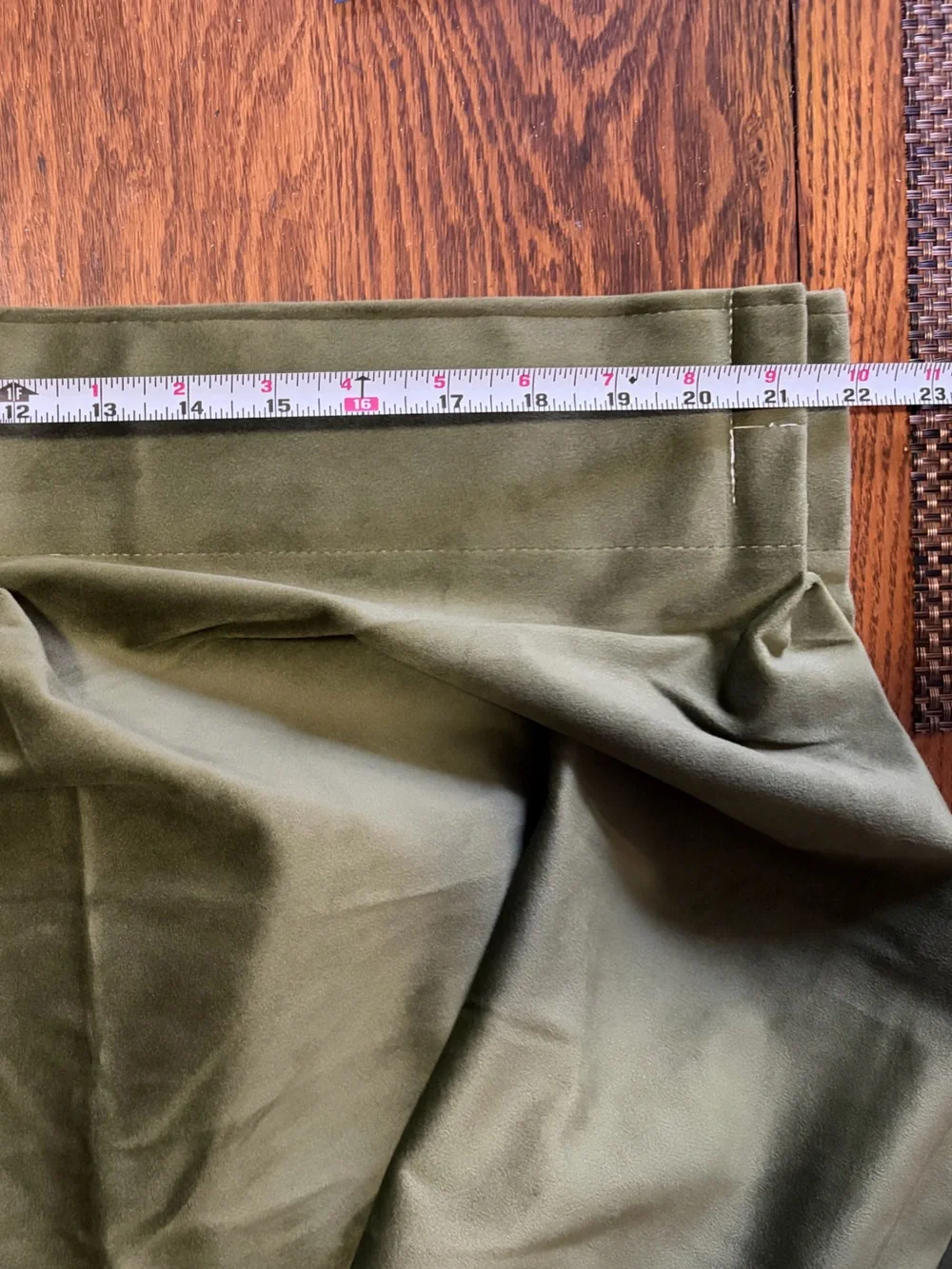 Olive Green Velvet Pinch Pleat Curtain Panel